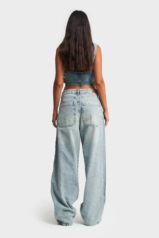 COLORS DESIGN WASHES STRIPED BAGGY JEANS-J 1501