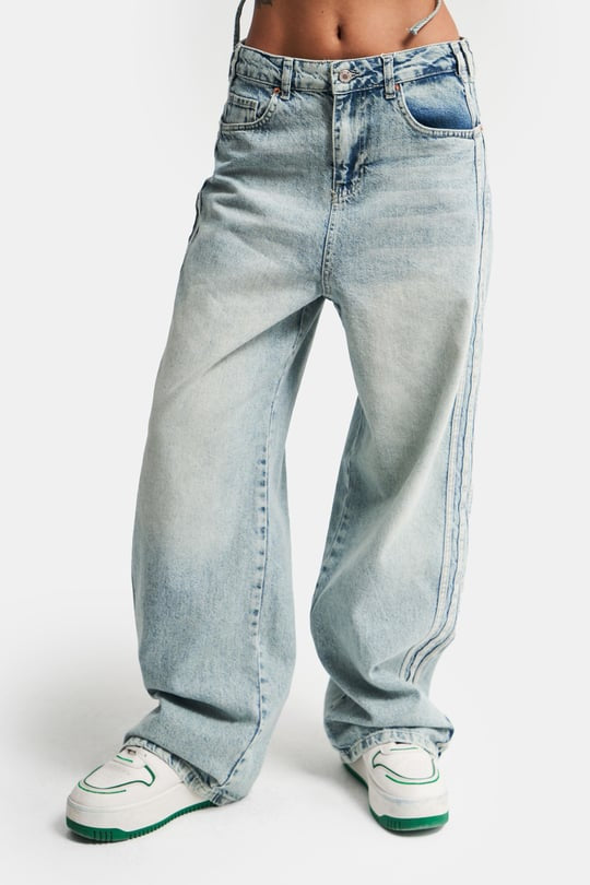 COLORS DESIGN WASHES STRIPED BAGGY JEANS-J 1501