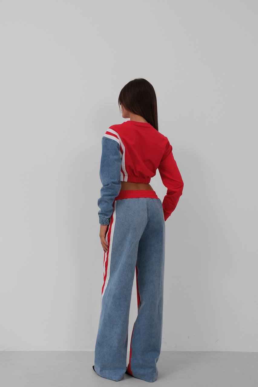 COLORS DESIGN TRACKSUIT SET-RED 100