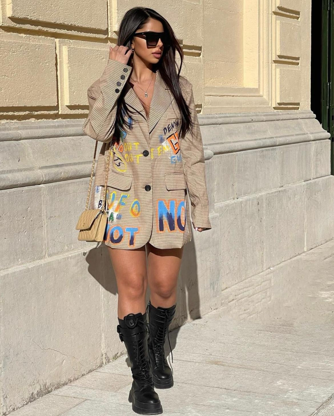 Marije Graffiti Blazer - Beige