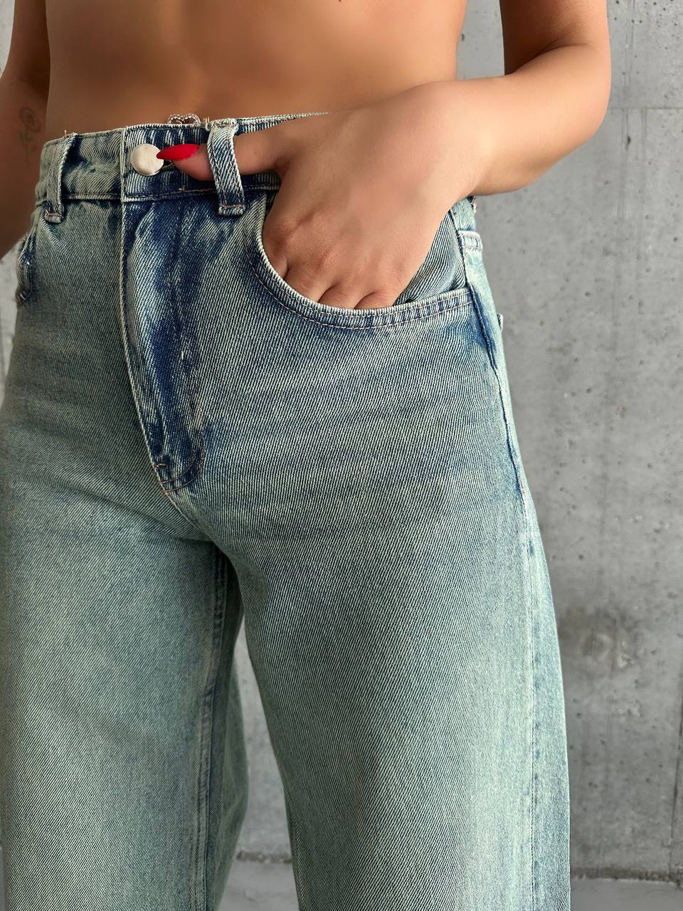 COLORS DESIGN MIDE TINT BLUE BAGGY JEANS -J 1508
