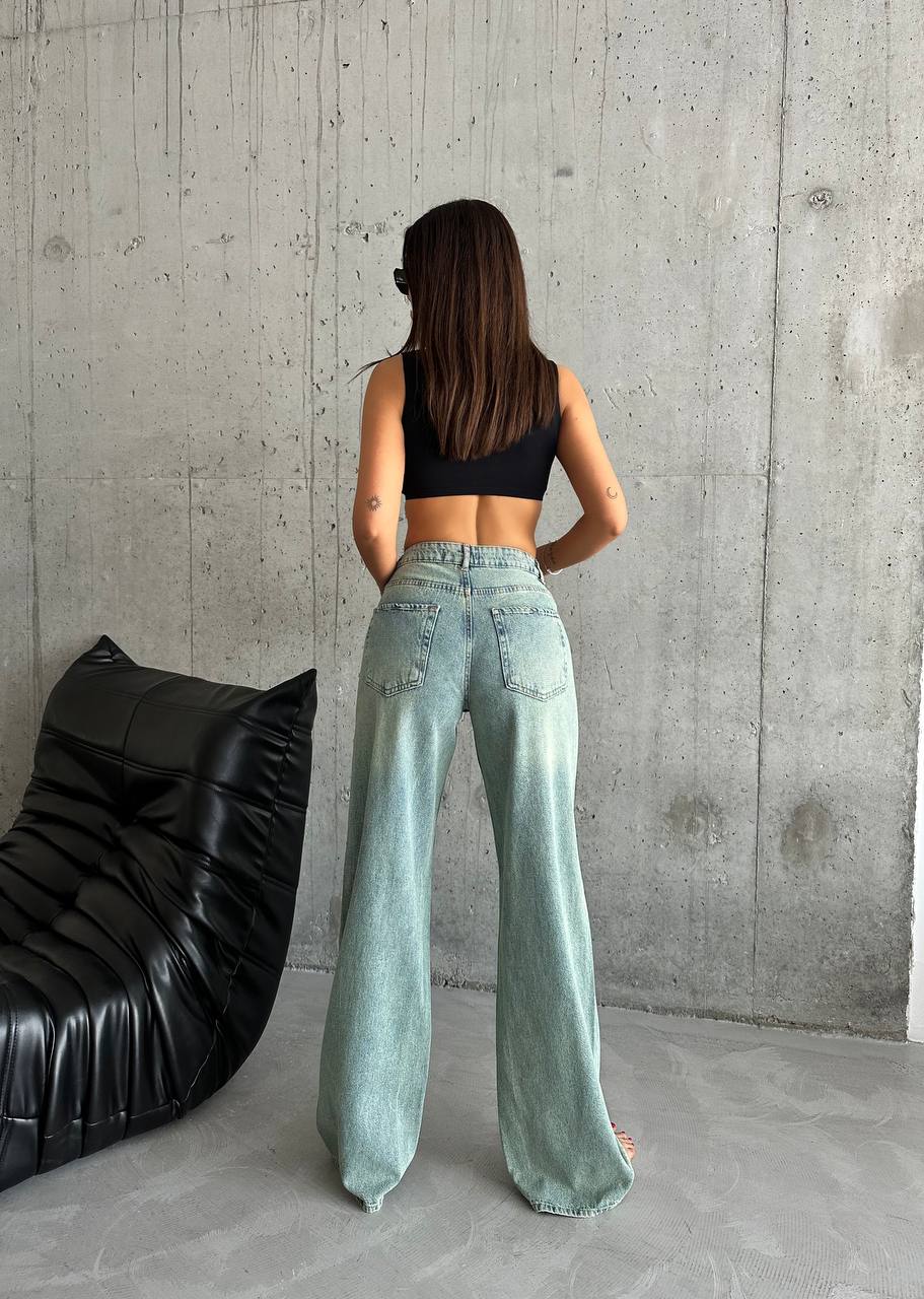 COLORS DESIGN MIDE TINT BLUE BAGGY JEANS -J 1508