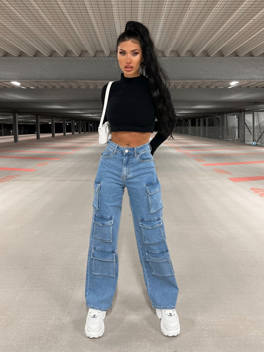 LIENE WIDE STRETCH CARGO JEANS