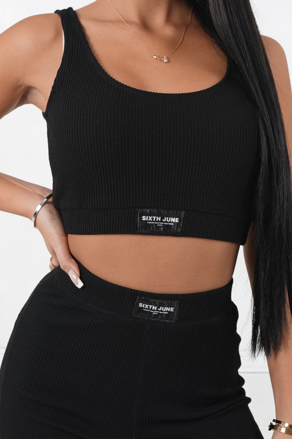Jessie Ribbed Top Black
