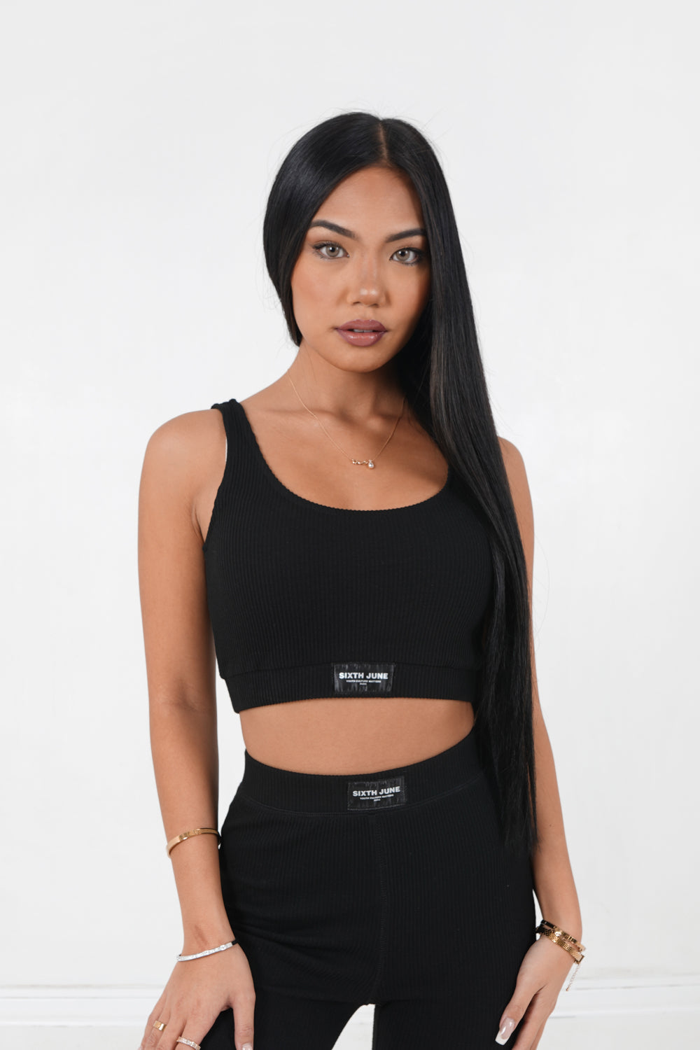Jessie Ribbed Top Black