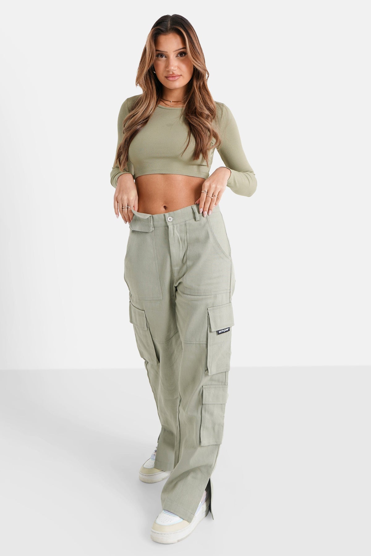 REGINA STRAIGHT CARGO PANTS KHAKI - GREEN