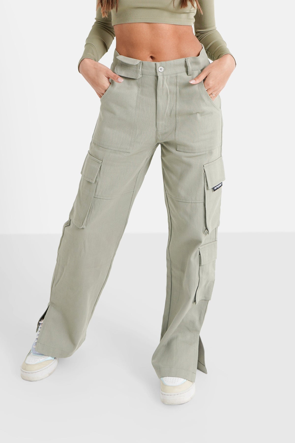 REGINA STRAIGHT CARGO PANTS KHAKI - GREEN