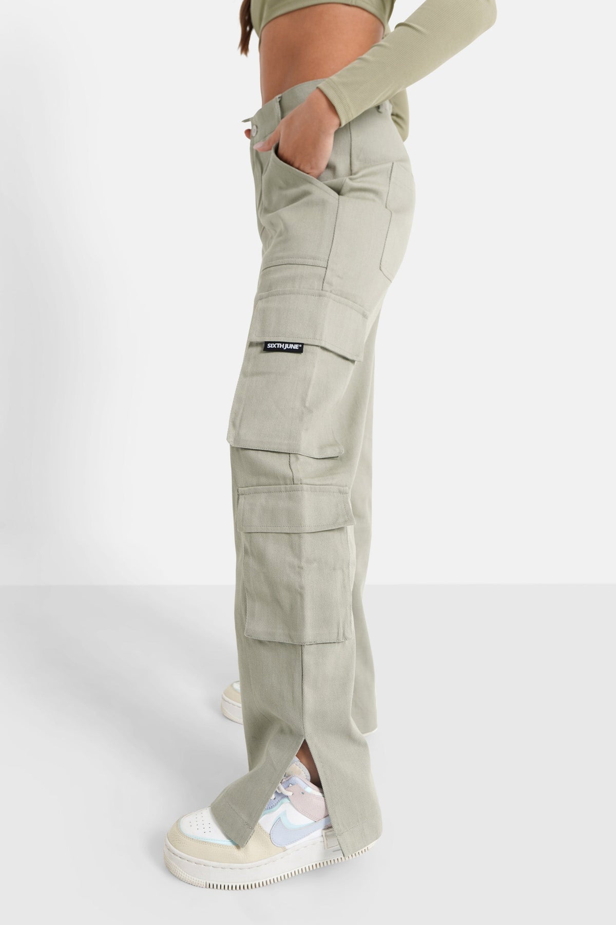 REGINA STRAIGHT CARGO PANTS KHAKI - GREEN
