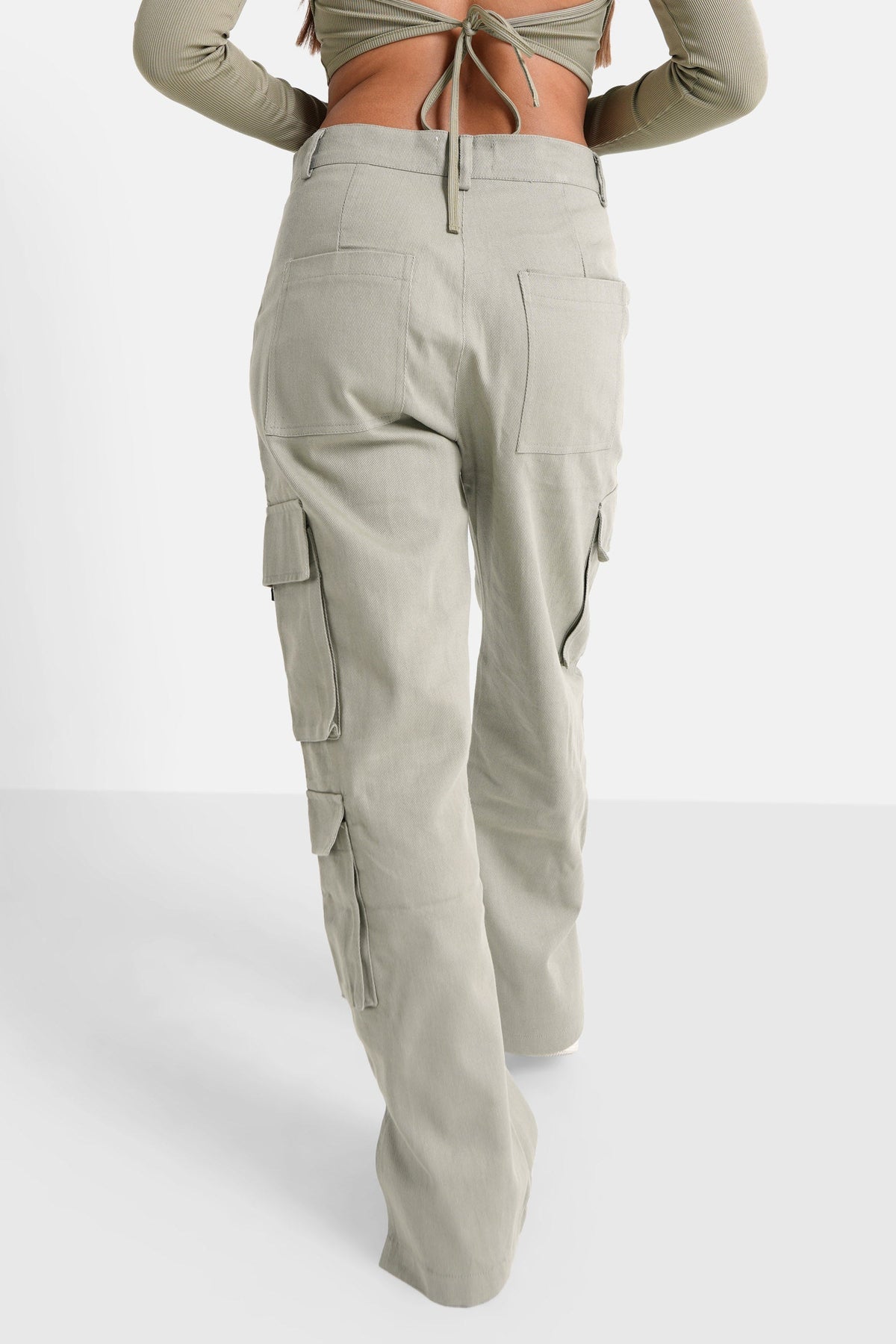 REGINA STRAIGHT CARGO PANTS KHAKI - GREEN